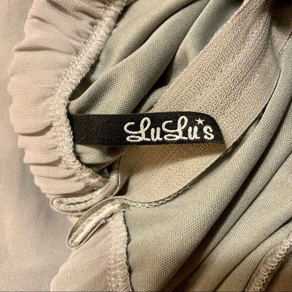 Lulu's Moonlight Serenade Gray Strapless Maxi Chiffon Dress Size M Formal - Picture 10 of 13